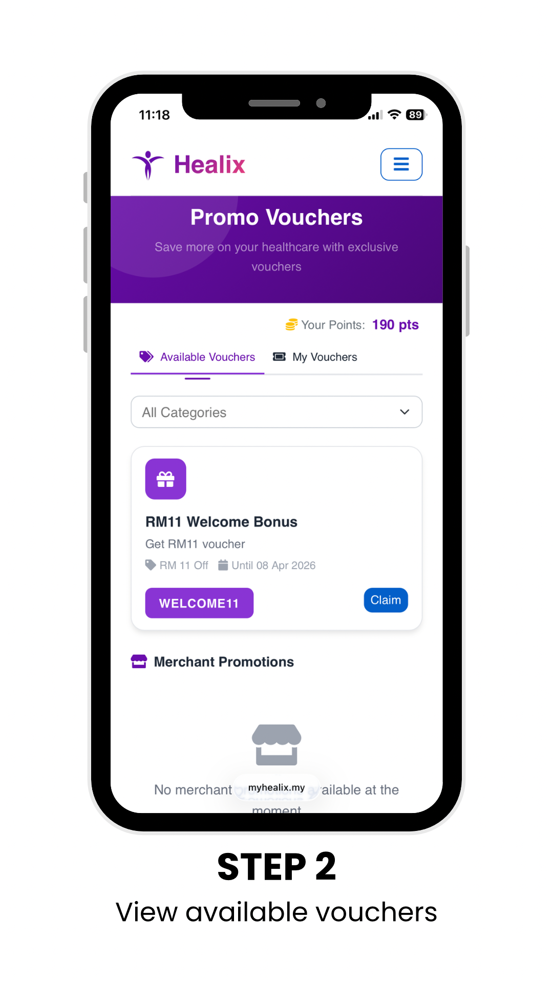 Step 2 — Redeem rewards in the app
