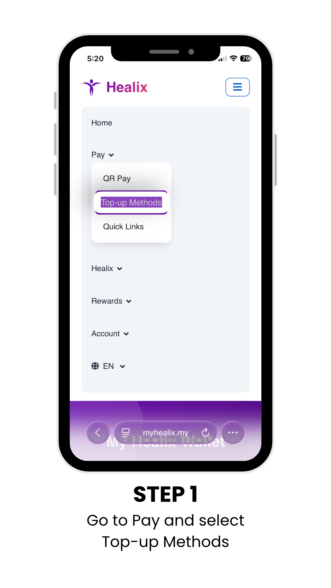 Step 1 — Open your Healix wallet
